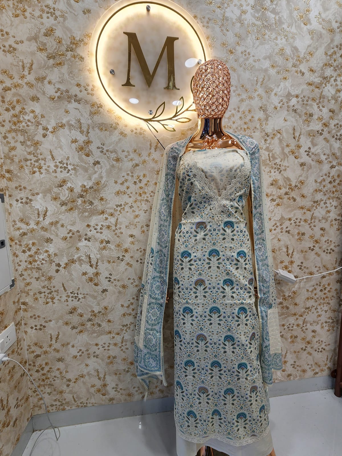 Blue Threadwork Chikankari Anarkali