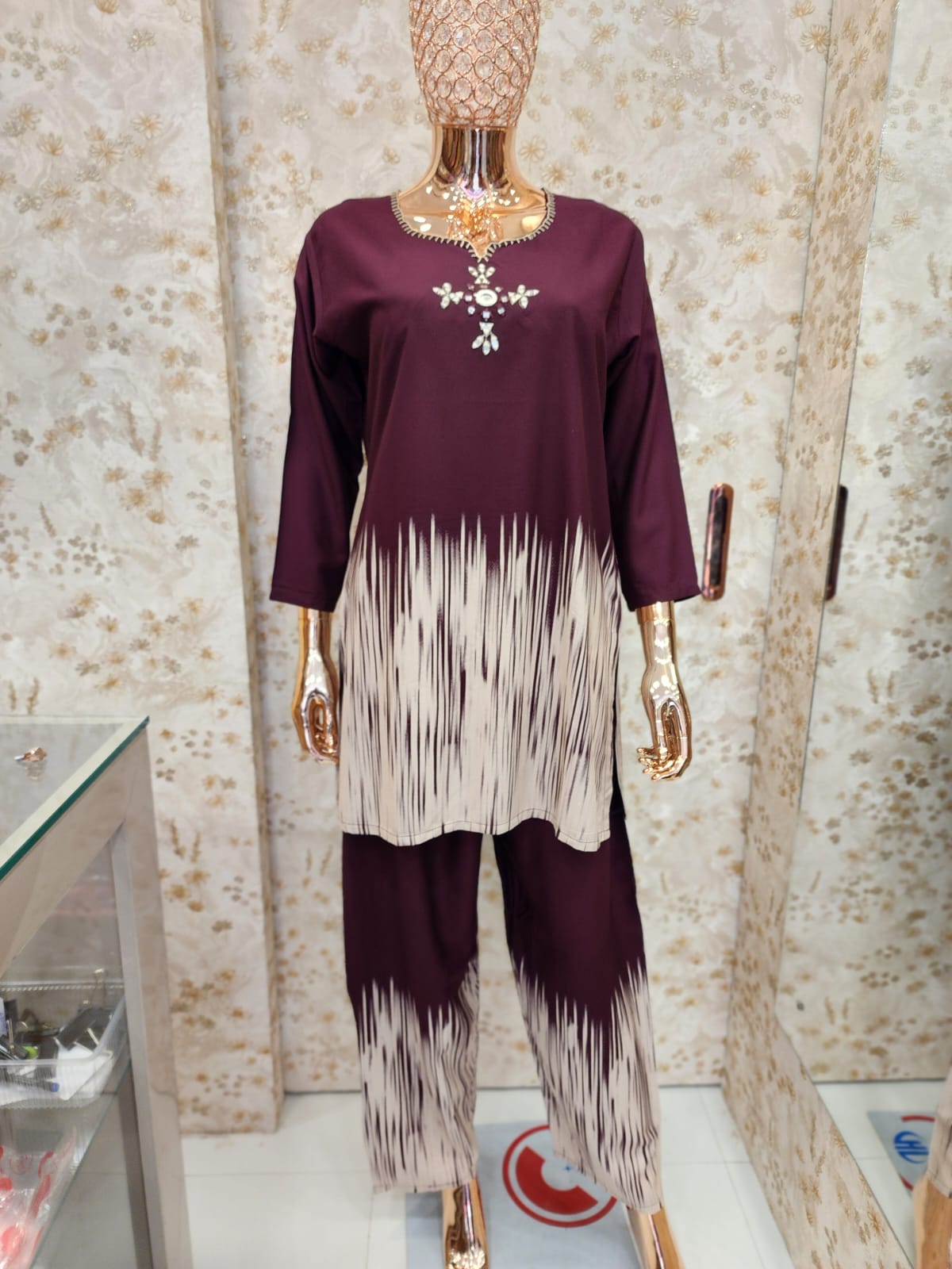 Wine Ikat Ombre Co-ord Set