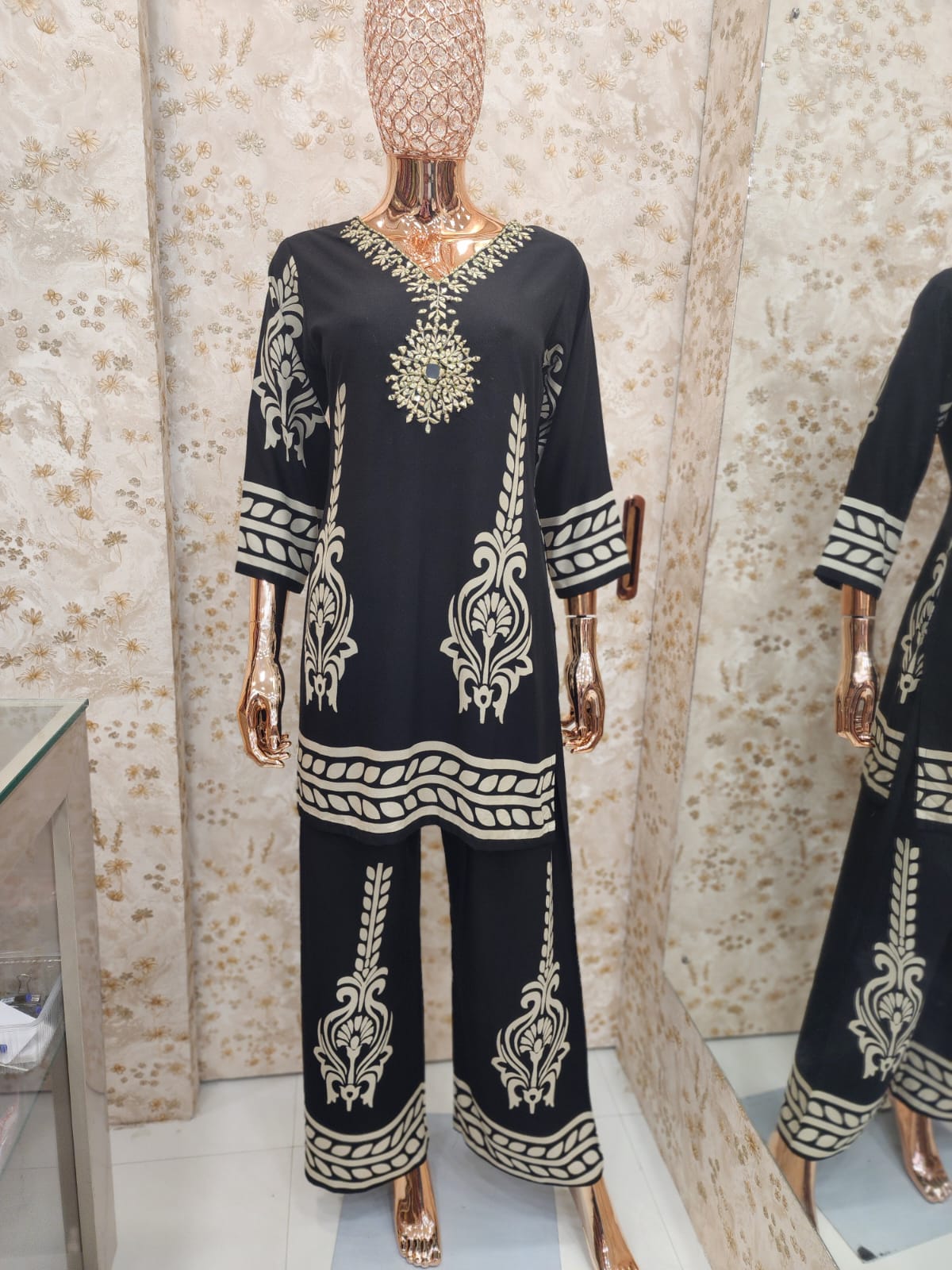 Black & Gold Block Print Co-ord Set