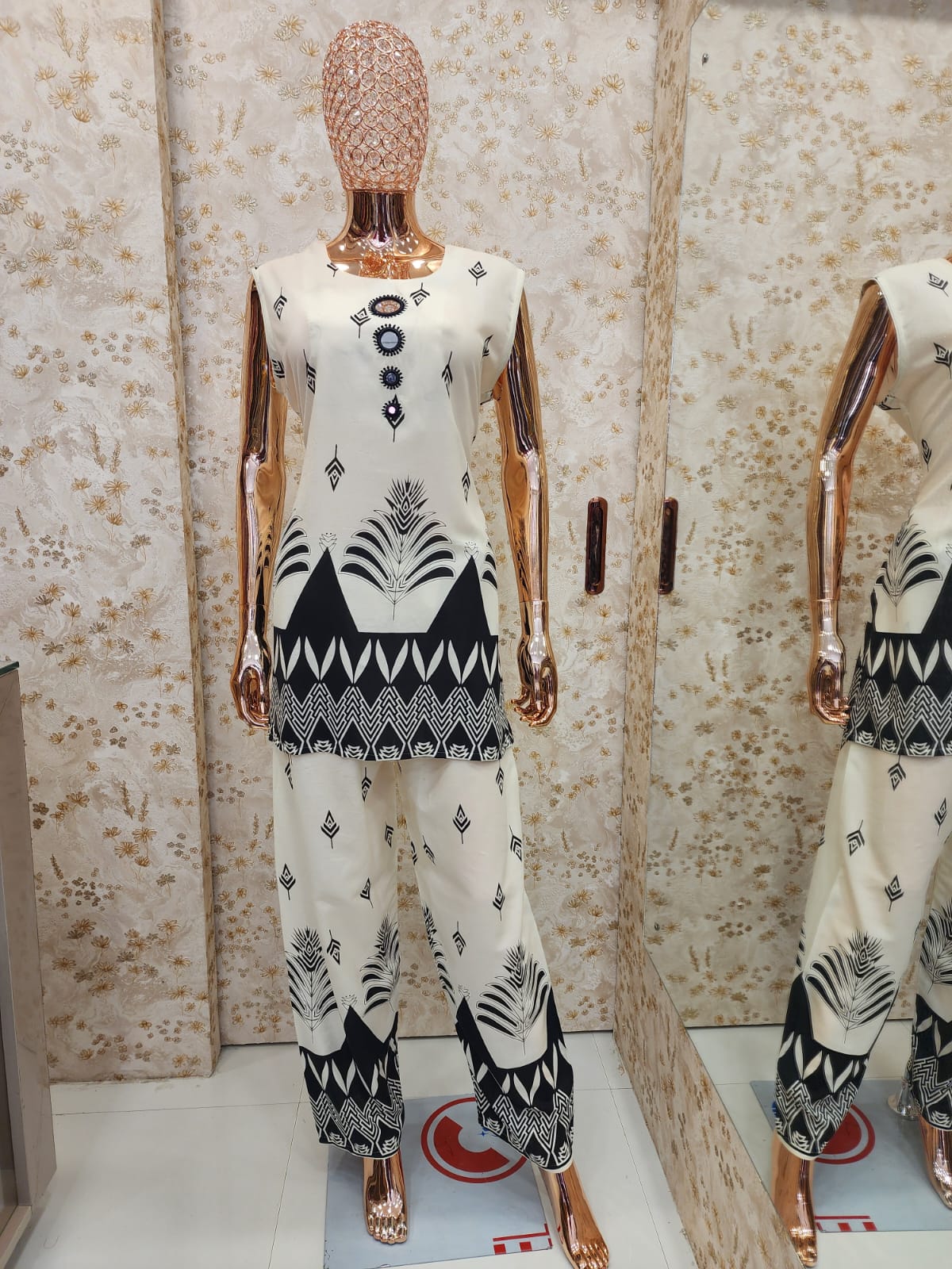 Monochrome Feather Print Co-ord
